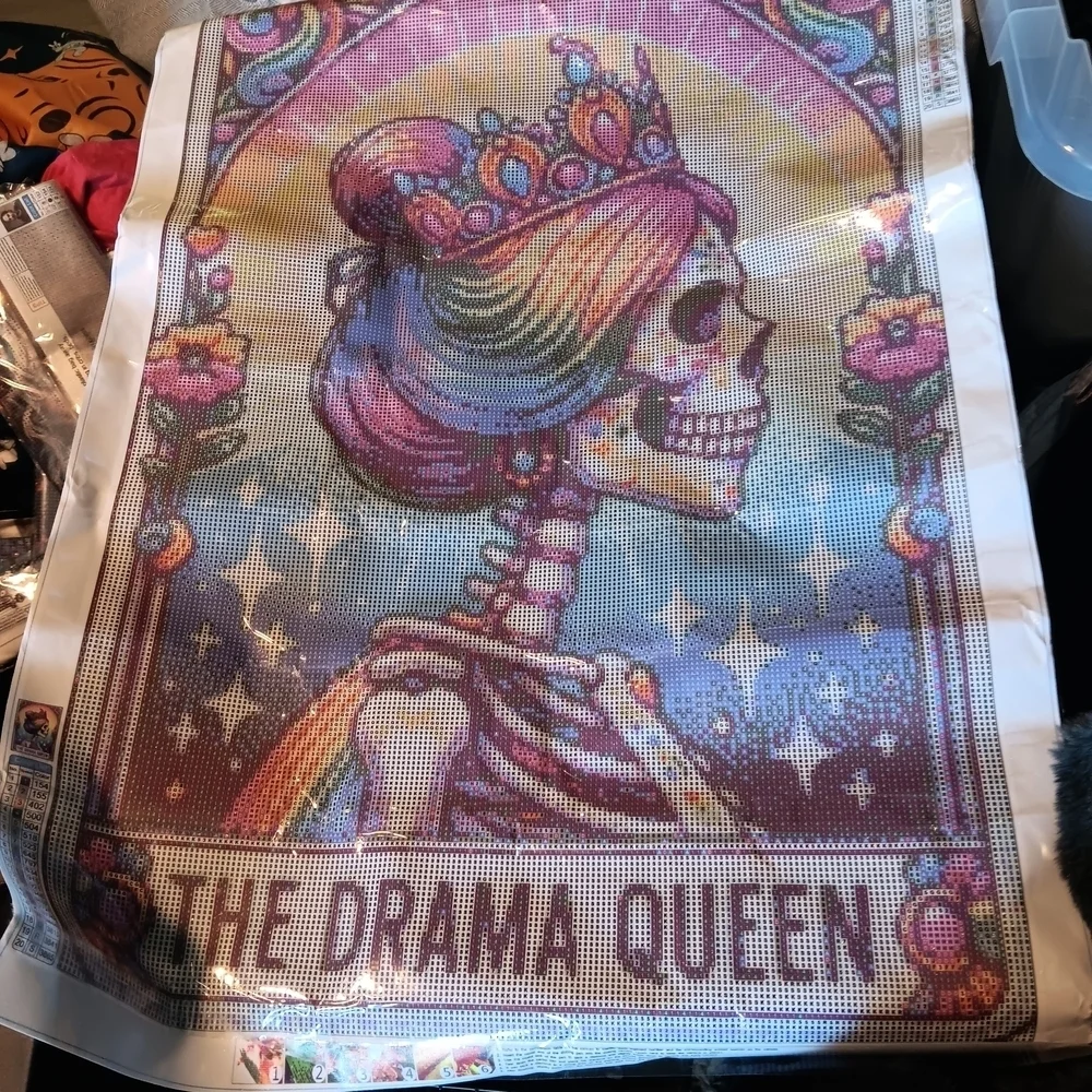 Colorful Tarot Card 'The Drama Queen' Skeleton Diamond Painting Art 50x70